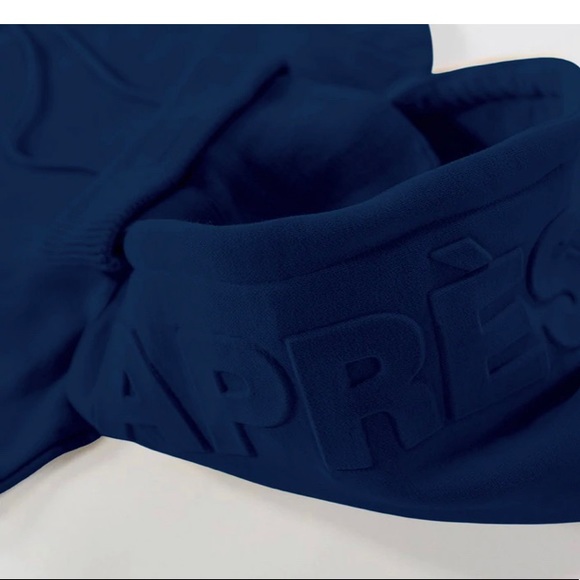 Apres Actif navy embossed hoodie, apres jogger and 100% Merino Wool Beanie (5) - Picture 2 of 5
